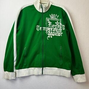 Express Mens XL Track Jacket Green White Loyalty Temperance Honor Full Zip Sport